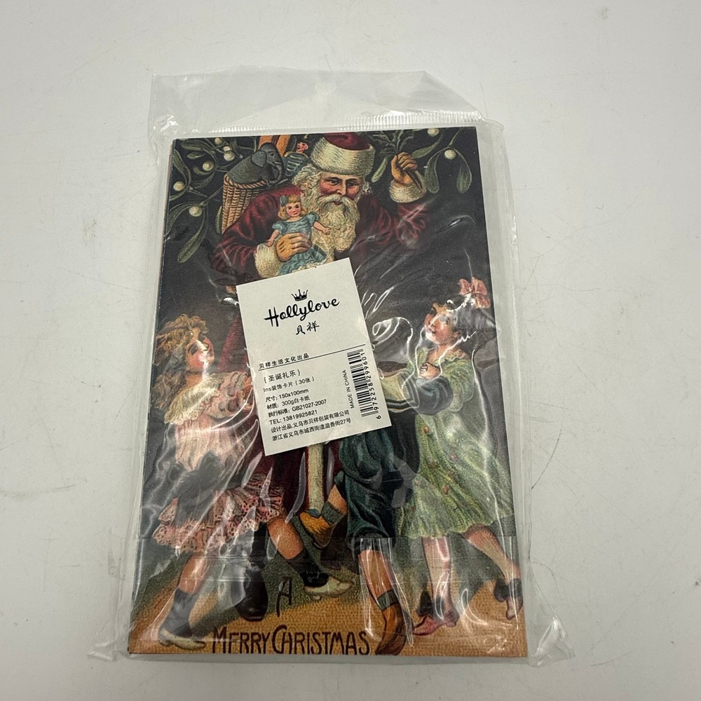 Hollylove 30 Count Vintage Christmas Postcards Victorian Santa Claus Holiday Set